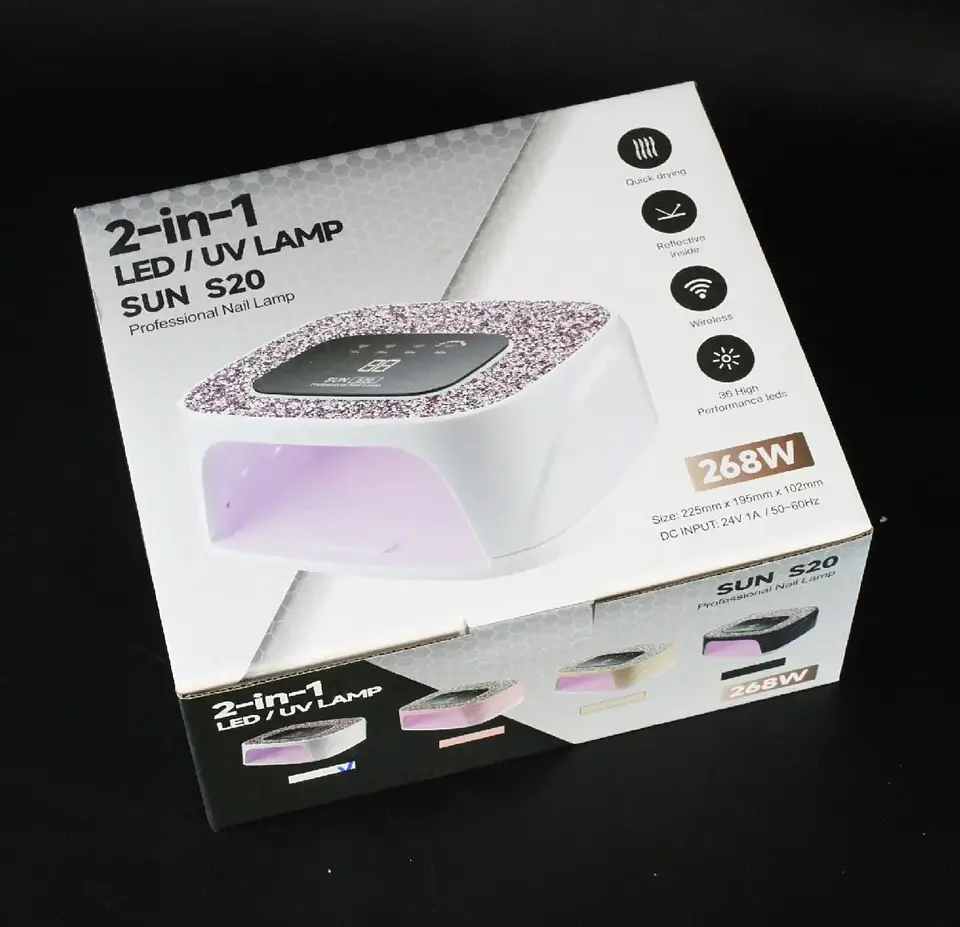 Лампа для маникюра со стразами SUN S20 UV/LED дисплей сенсор движения дно съемное для педикюра 268 Вт Белый - фото 5