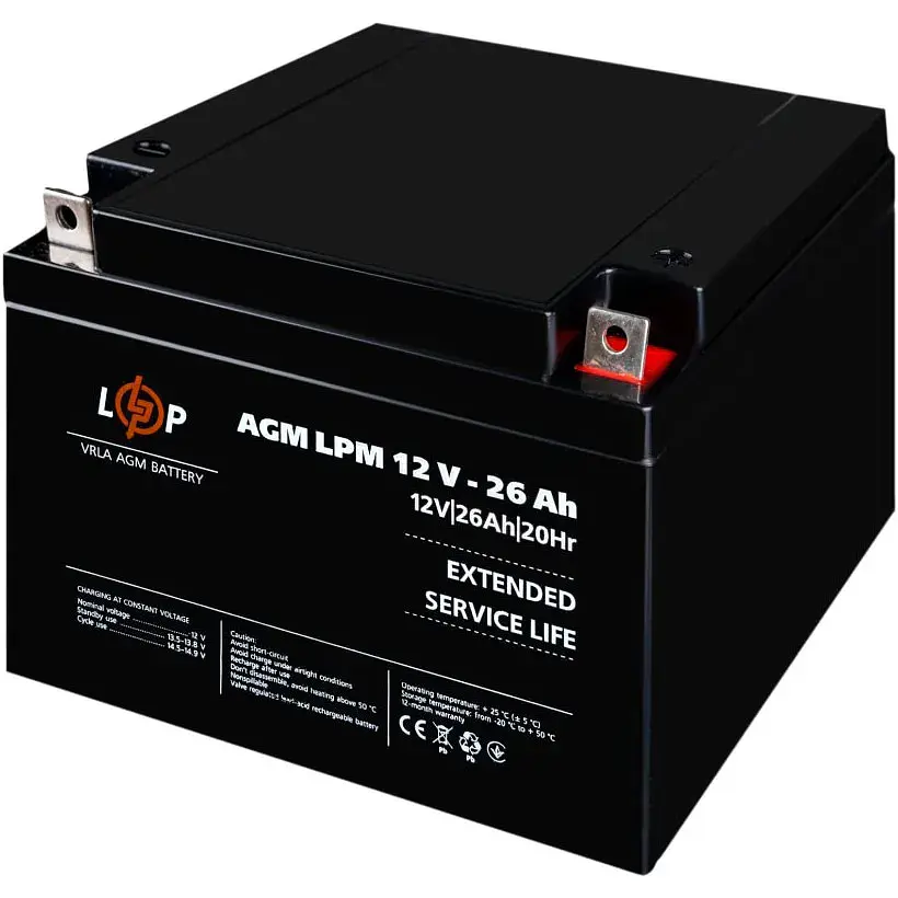 Акумулятор LogicPower AGM 12V (12V/26Ah/312Wh) (4134) [109894] - фото 3