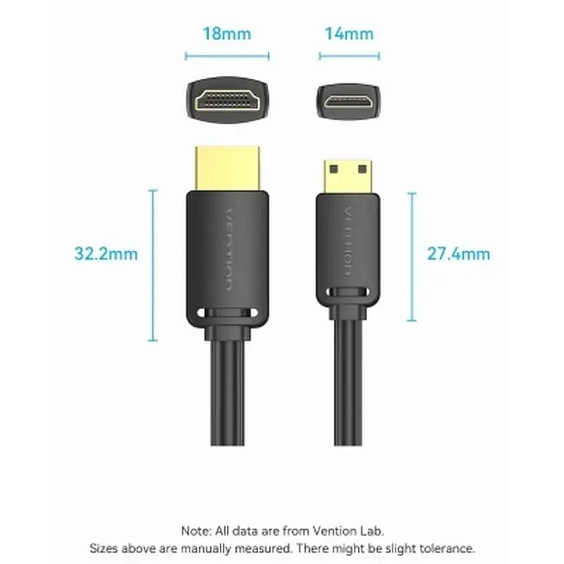 Кабель мультимедійний HDMI M to HDMI mini M 1.5m V2.0 4K60Hz Vention (AGHBG) - фото 3