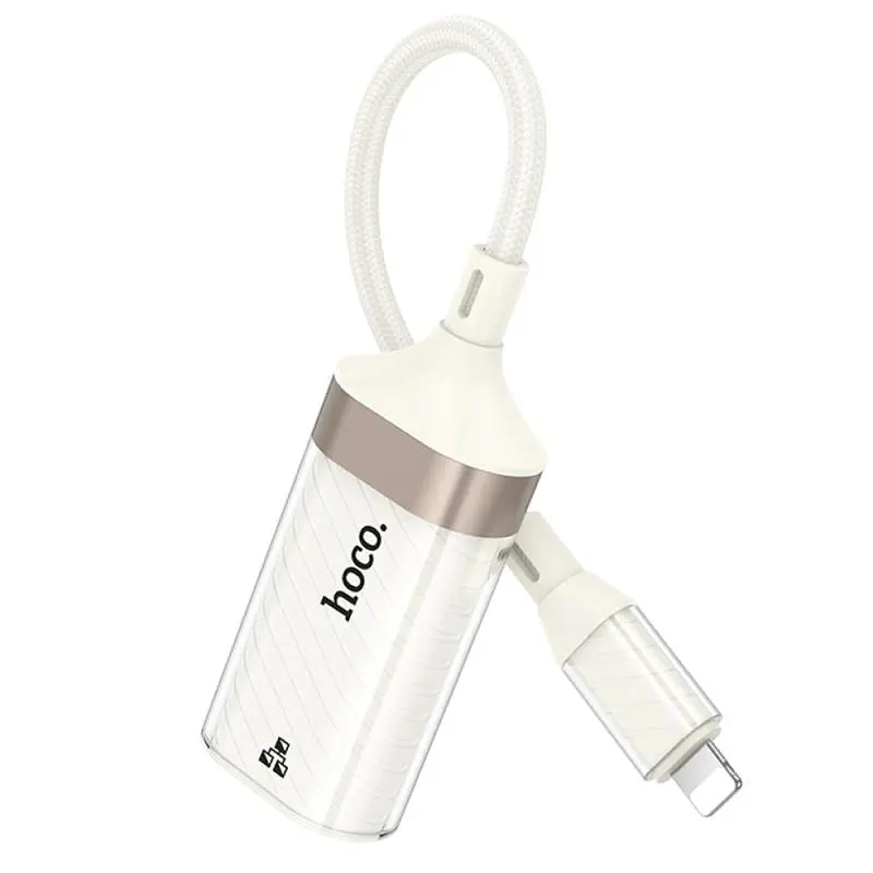 Перехідник Hoco UA41A Crystal Lightning to RJ45 100 Mbs (0.15m) Apricot - фото 2