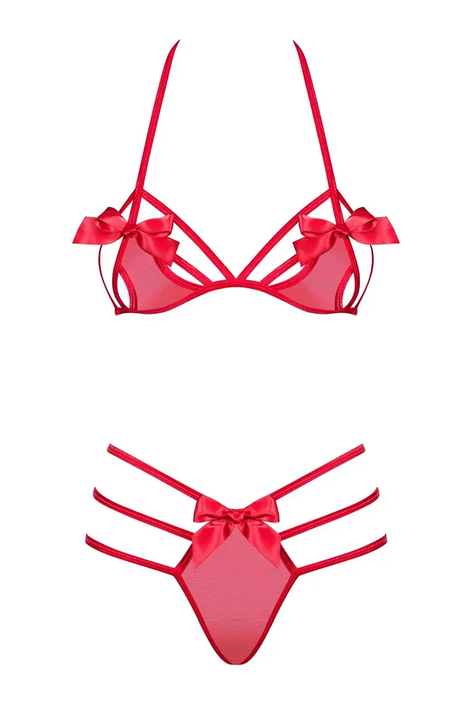Эротический комплект белья Obsessive Giftella S/M красный - фото 5