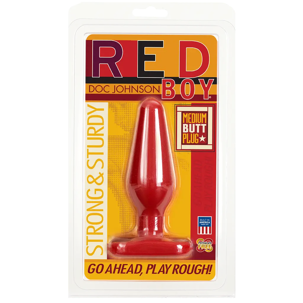 Средняя анальная пробка Doc Johnson Red Boy Medium, 12,5х4 см, красный - фото 3