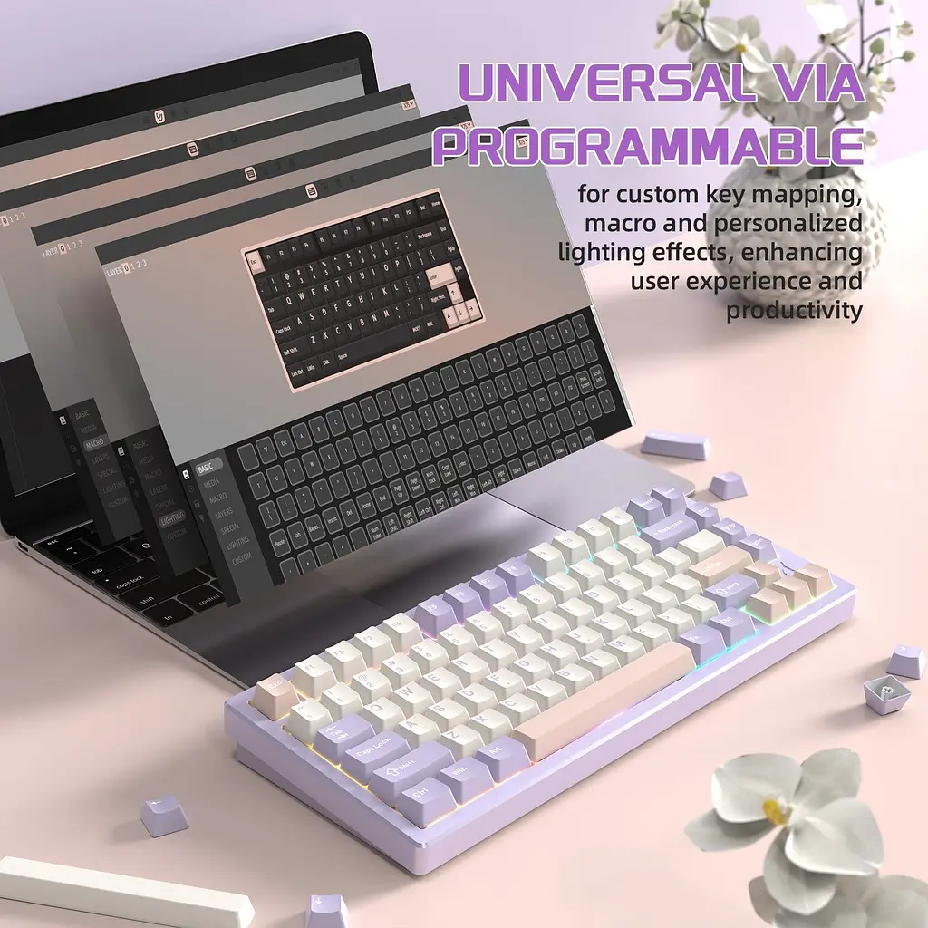 Клавіатура Attack Shark X75 RGB перемикачі Kailh MX сутінково-фіолетова (AS-6972792471464-TP-UA) [166745] - фото 6