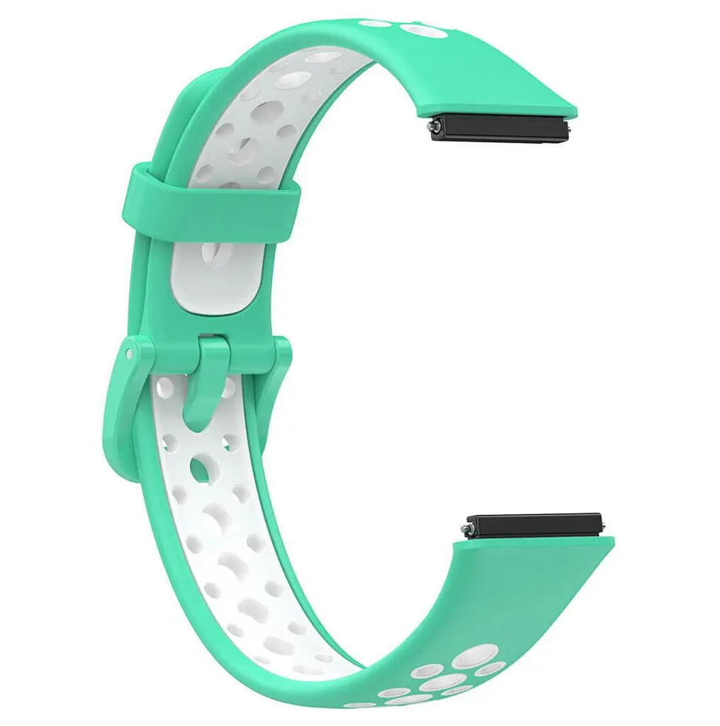 Силиконовый ремешок Primolux Perfor Classic для фитнеса браслета Huawei Band 7- Teal White - фото 4