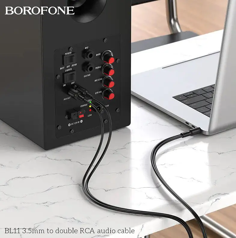 Готовий аудіо кабель miniJack 3,5 Stereo - 2xRCA Borofone BL-11 1,5m - фото 5