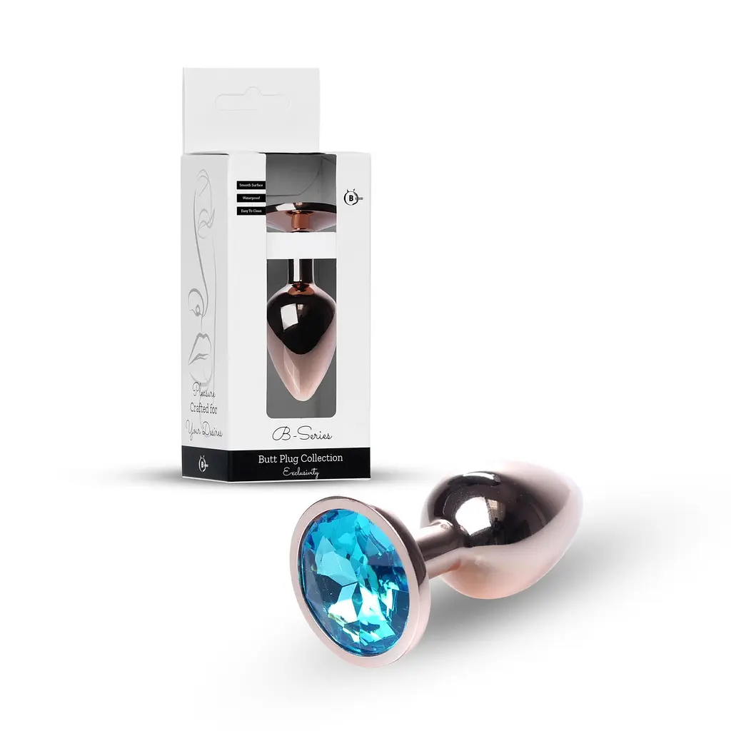 Анальна пробка з кристалом B - Series HeavyFun Plug-Jewellery, 7 см (блакитний) - фото 7
