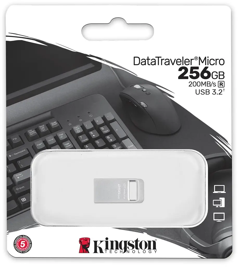 Kingston Накопичувач 256GB USB 3.2 Gen1 DT Micro R200MB/s - фото 4