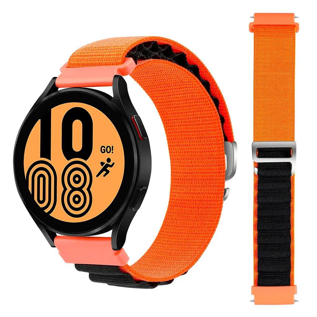 Ремінець для Samsung Galaxy Watch 5 Pro 45mm - оранжево-чорний Watchbands NormalCloth ширина кріплення 20мм нейлоновий (W24-0WB37687133) - фото 4