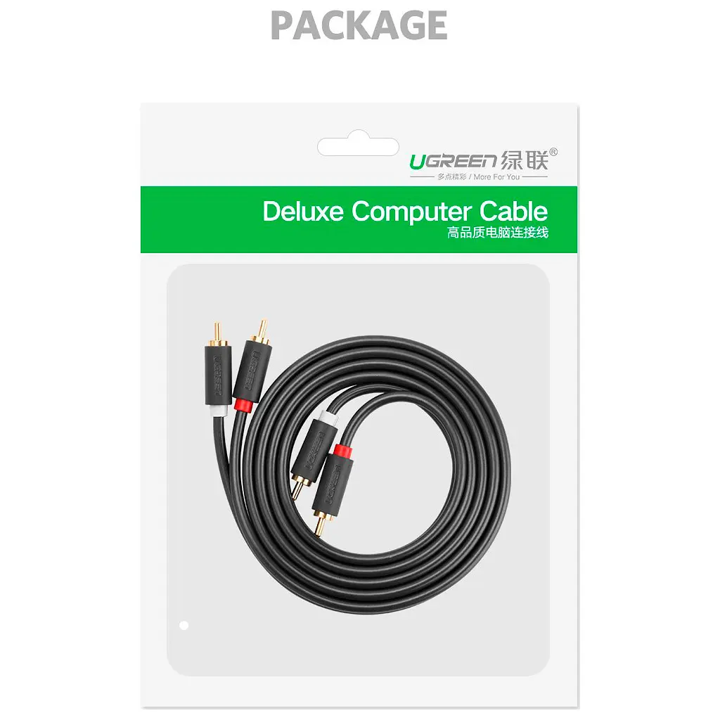 Кабель мультимедійний 2xRCA M to 2xRCA M 3.0m AV104 black Ugreen (10519) - фото 5