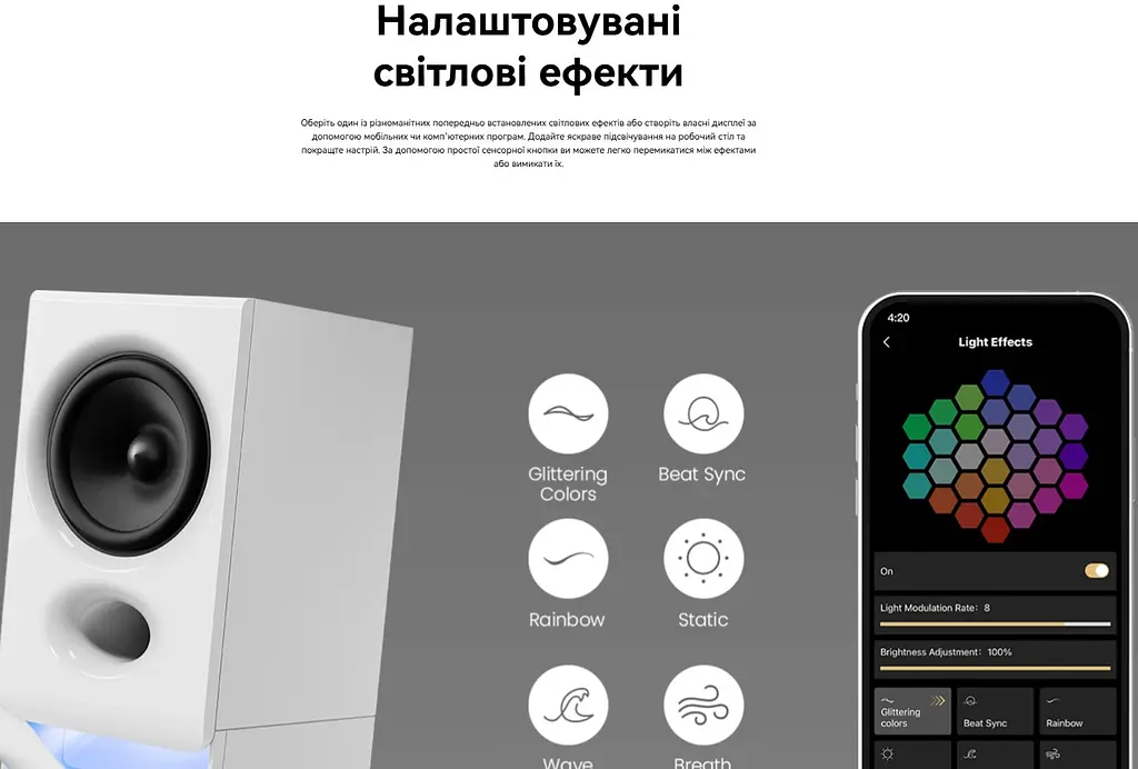 Комп'ютерні колонки 2.0 Edifier R-20-BT 5W USB-C, AUX, Bluetooth White - фото 7