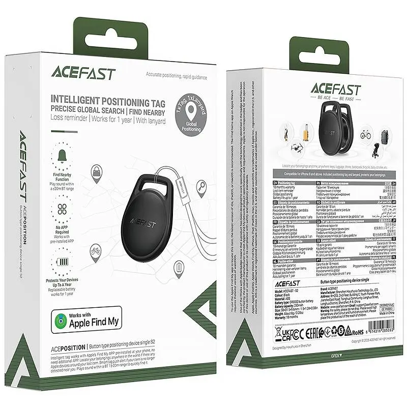 Трекер Acefast S2 Safe Tag 230 mAh Black - фото 2