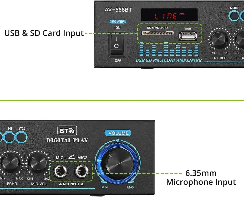 Стереоусилитель LiNKFOR AV-568BT - фото 4