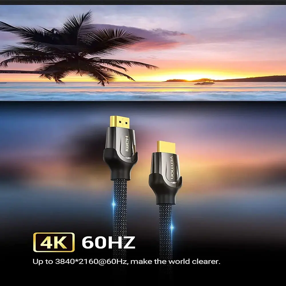 Кабель HDMI M-M, 3.0 м, V2.0, 4K 60Гц, обплетення, Zinc Alloy Type чорний Vention - фото 5