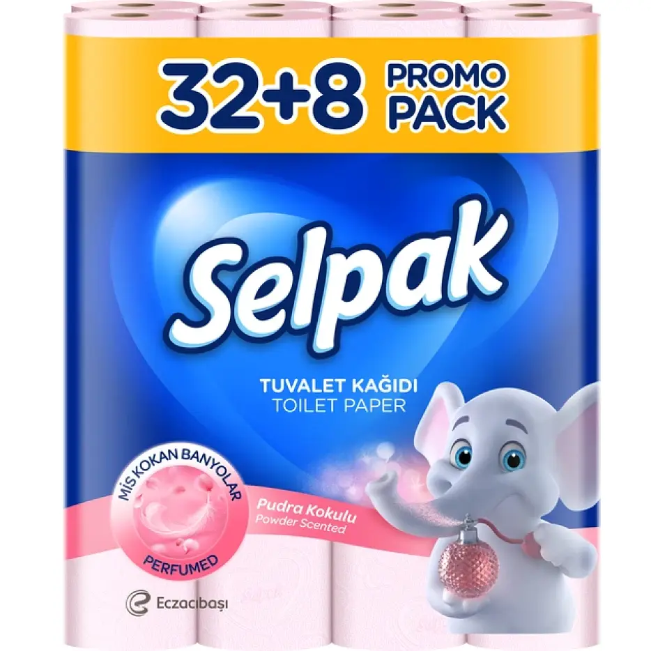 Туалетний папір Selpak Perfumed з ароматом пудровий 32+8 шт.
