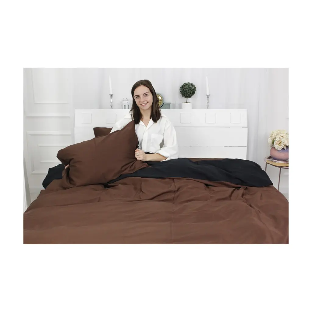 Постільна білизна MirSon Сатин Premium Dark Chocolate 0211+0055 143х210 (2200000688392) - фото 2
