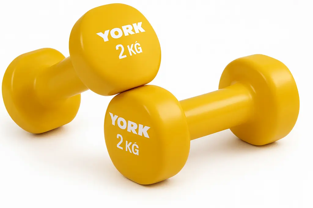 Гантелі для фітнесу вінілові круглі York Fitness 2х2кг жовтий - фото 9