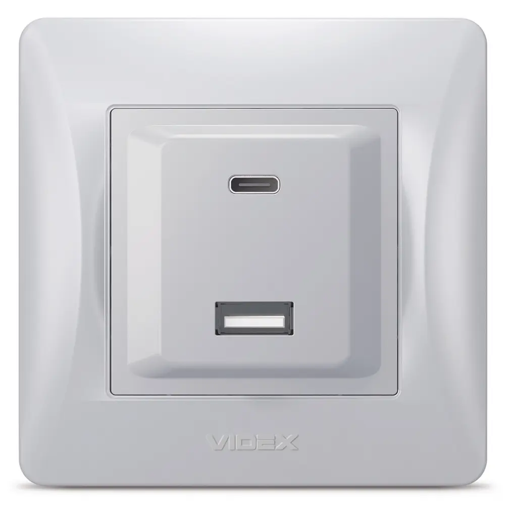 Розетка Videx Binera USB-A + USB-C PD20W срібний шовк (VF-BNCHRUC20-SS) - фото 2