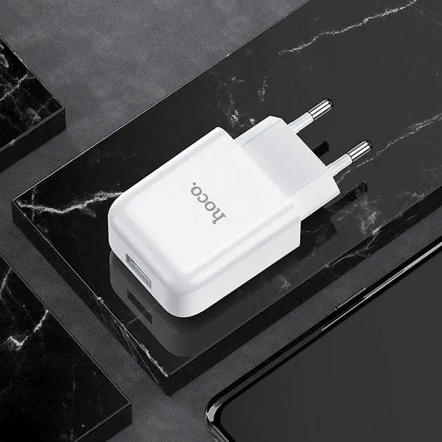 Мережевий зарядний пристрій Hoco N2 Vigour single port charger 1USB, 2,1 A White - фото 3