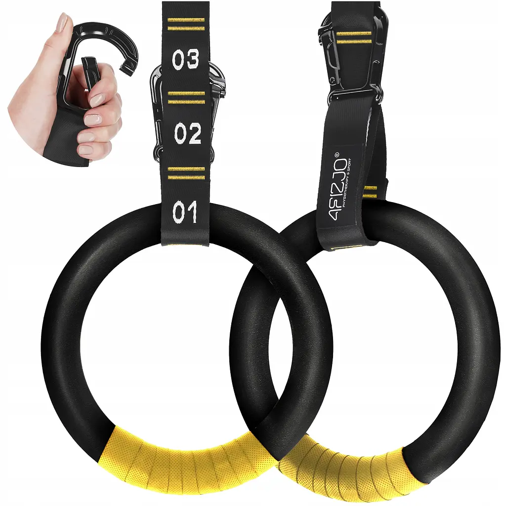 Гімнастичні кільця 4FIZJO з ABS пластику, регульовані Black/Yellow (P-5905973406109) - фото 2