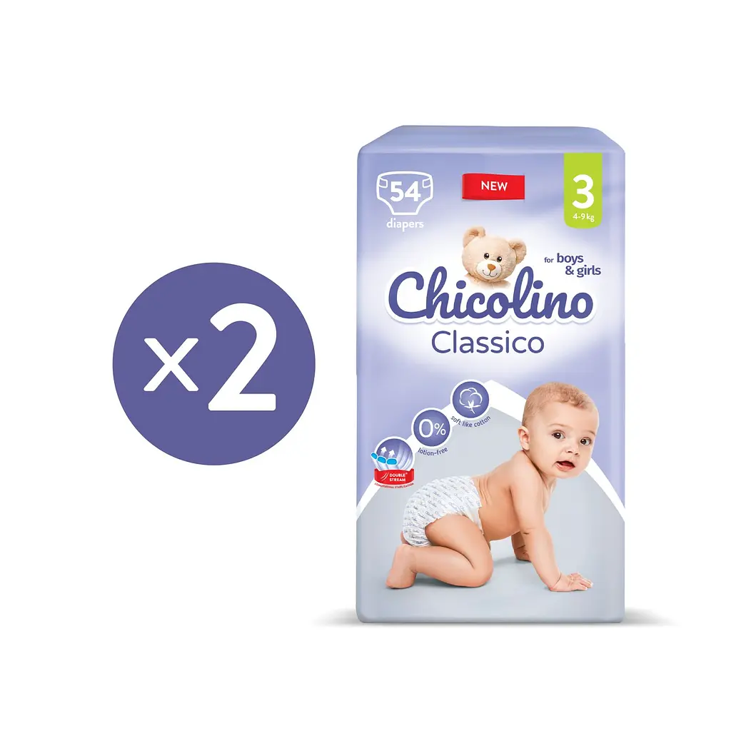 Набір підгузків Chicolino Classico 3 (4-9 кг), 108 шт. (2 уп. по 54 шт.) - фото 2