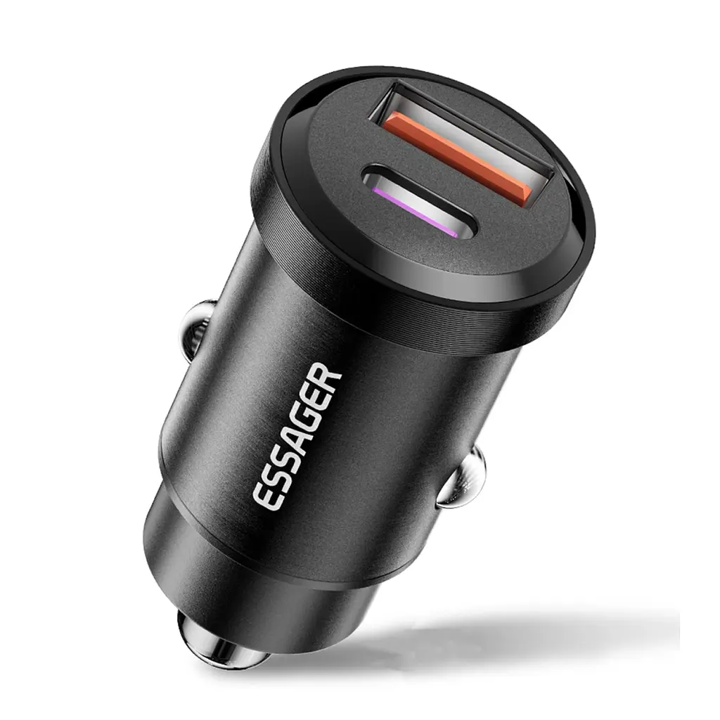 Essager Car Charger 30W 2 порта USB-C та USB-A PD QC 3.0 (чорний)