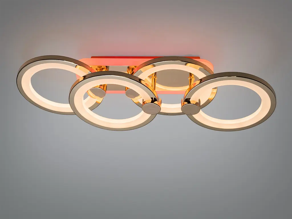 Люстра стельова LED Diasha H8022/2+2G, 65W, 3200K-6500K, золото, акрил, сучасний стиль для дому - фото 3