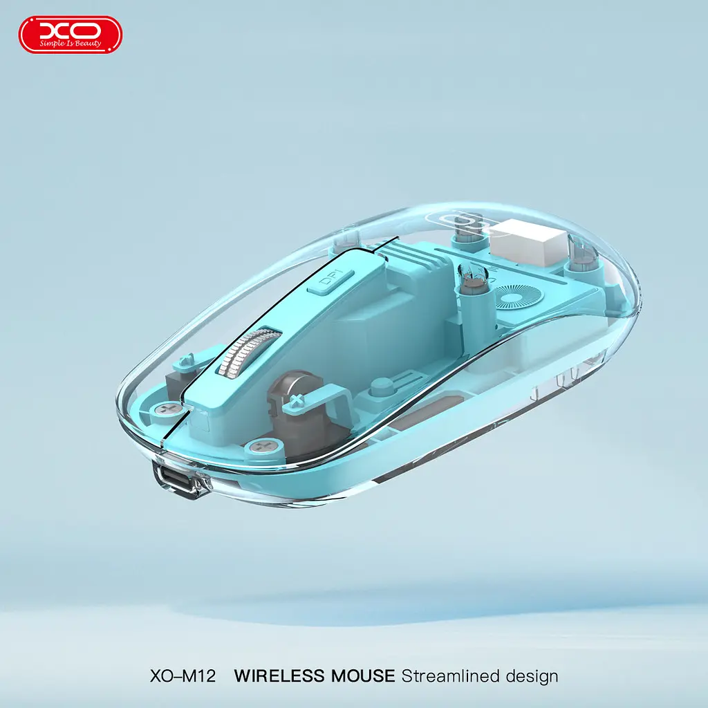 Миша XO M12 bluetooth wireless transparent синій (7106509) - фото 7