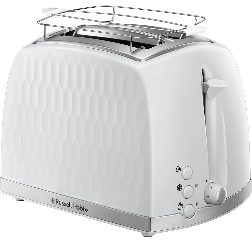 Тостер Honeycomb 850Вт, широкі слоти, пластик, білий Russell Hobbs kuh0014915 - фото 2