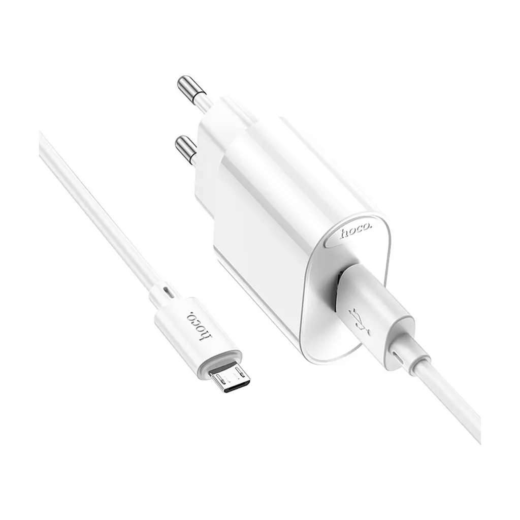 Зарядний пристрій HOCO C109A Fighter USB QC3.0 + cable Micro 5P White (6931474784827) - фото 5