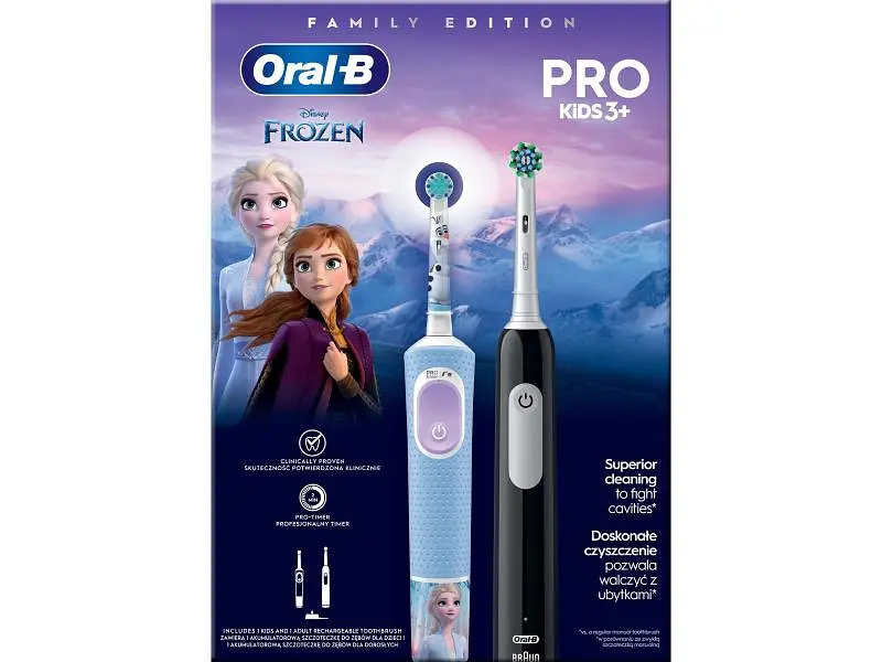 Набір електричних зубних щіток Braun Oral-B D103 Frozen (3+) + Pro 1 D305 (Family Edition) - фото 2