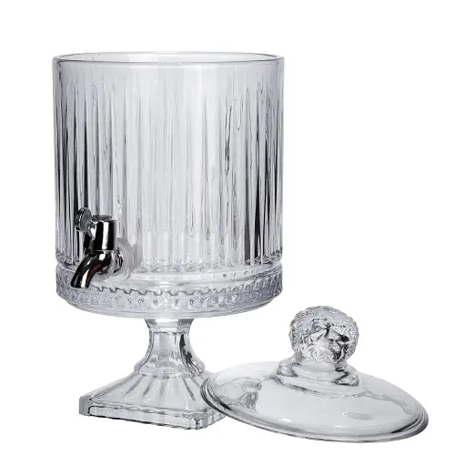 Лимонадница с краном на подставке стеклянная 4.5 л 39 см Прозрачный Yiwu HP-19-3045-4 - фото 3