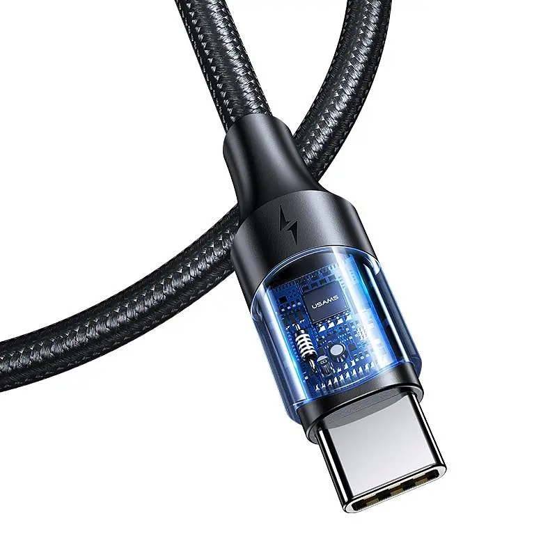 Кабель Usams U71 USB-C to USB-C 100W 2.4A 1.2m Black (US-SJ524) [71417] - фото 2