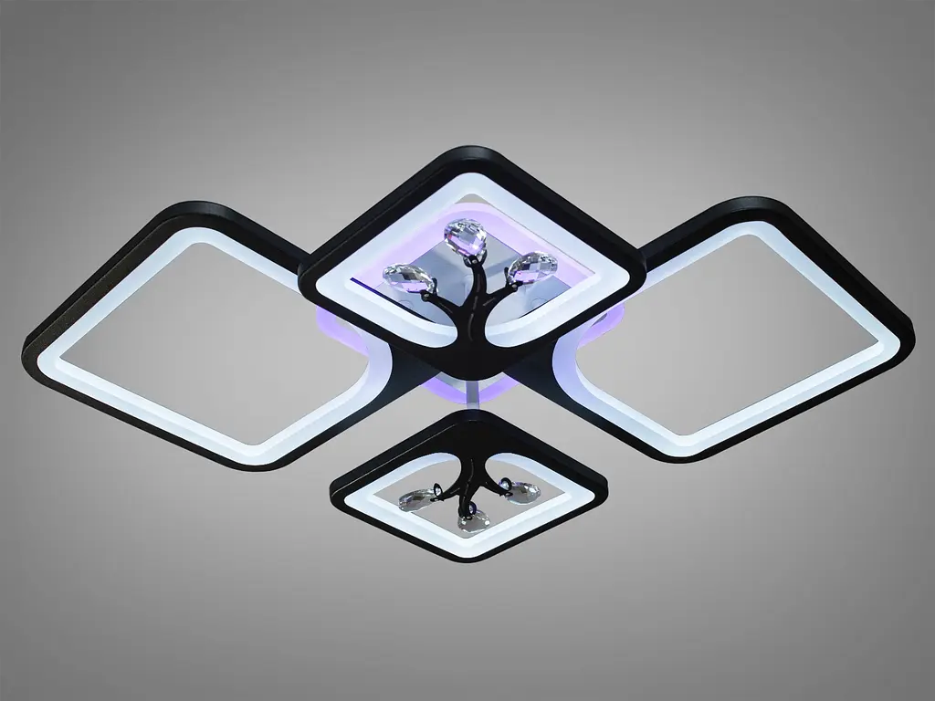 Декоративная LED люстра с димером и подсветкой, 100W, черная люстра. - фото 2