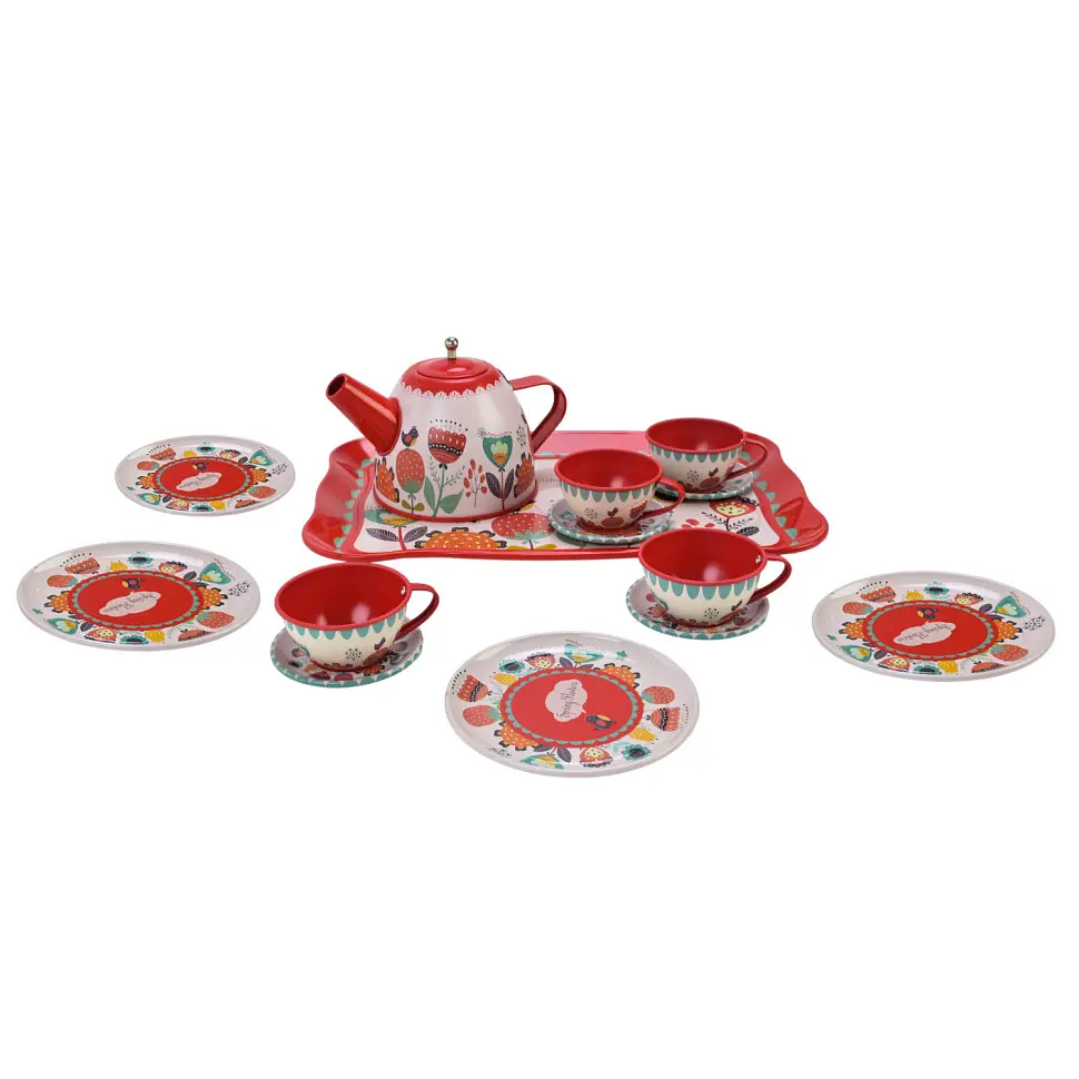 Дитячий набір посуду Bambi Tea set 620-C5 метал, 14 предметів - фото 3