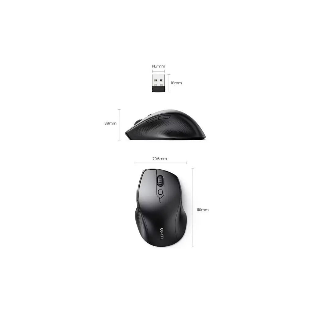 Мишка Ugreen MU101 Wireless Black (90395) - фото 7