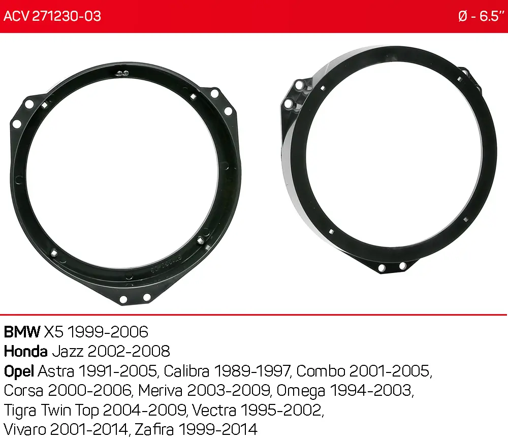 Проставки під динаміки 165 мм / 6.5" ACV 271230-03 для автомобілів BMW X5, Honda Jazz, Opel - фото 4