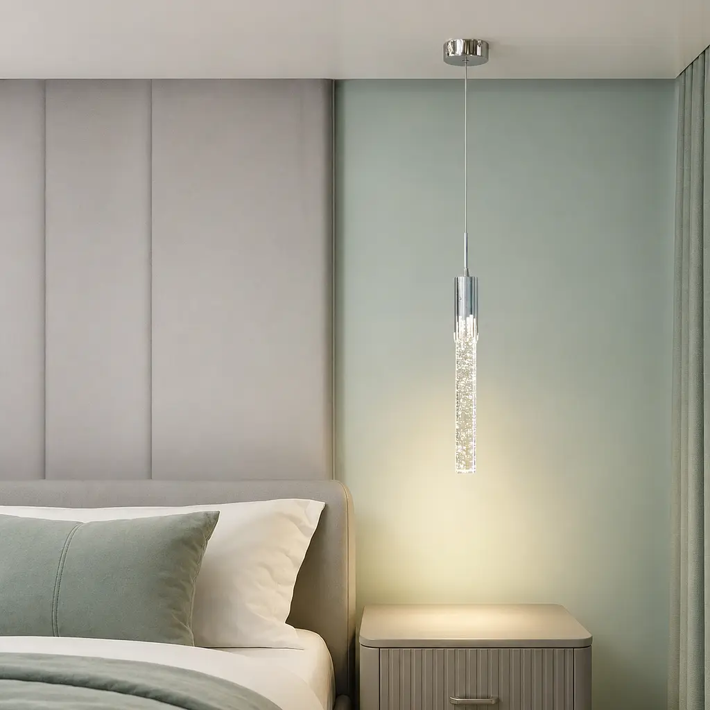 Сріблясто-хромований приліжковий LED підвіс Artlight 2353/1SL з пухирцевим склом 3,5W - фото 2