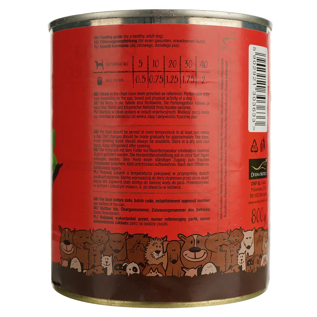 Вологий корм для собак Dolina Noteci Superfood з м'ясом яловичини та гусячим серцем 800 г - фото 4