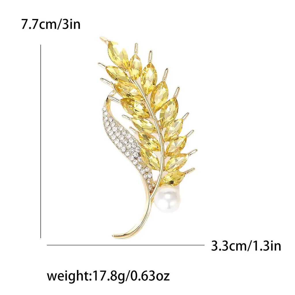 Брошка-шпилька колосок пшениці зі стразами Жовта брошка (158511310) - фото 3