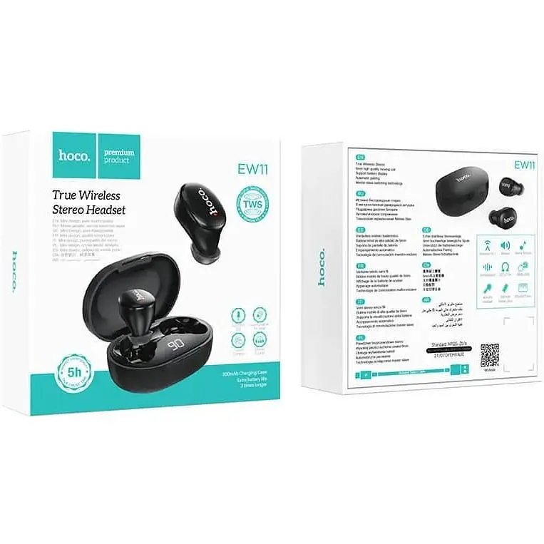 Наушники беспроводные Hoco EW11 Melody true wireless Bluetooth headset кейс с дисплеем черные - фото 2