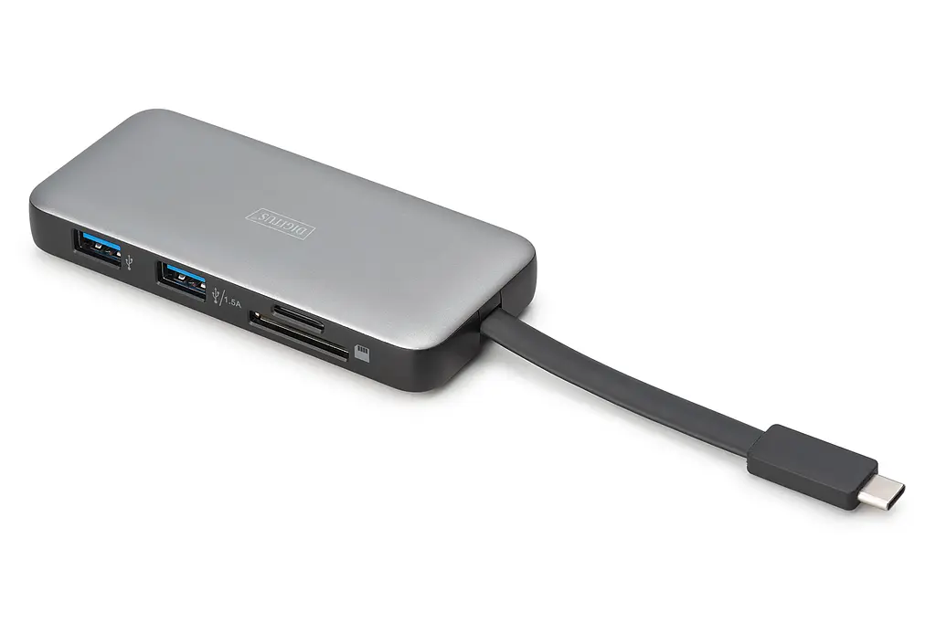 Digitus Док-станция USB-C > HDMI/2xUSB-A/USB-C/SD/MicroSD/RJ54, Travel - фото 3