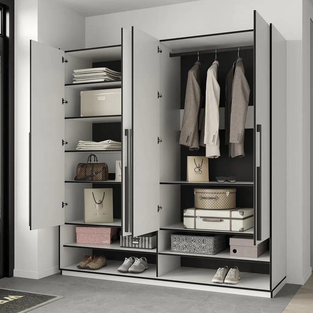 Шафа для одягу Flamecame у передпокій зі штангою та поличками на 4 двері FR-10 Кверкус - фото 2