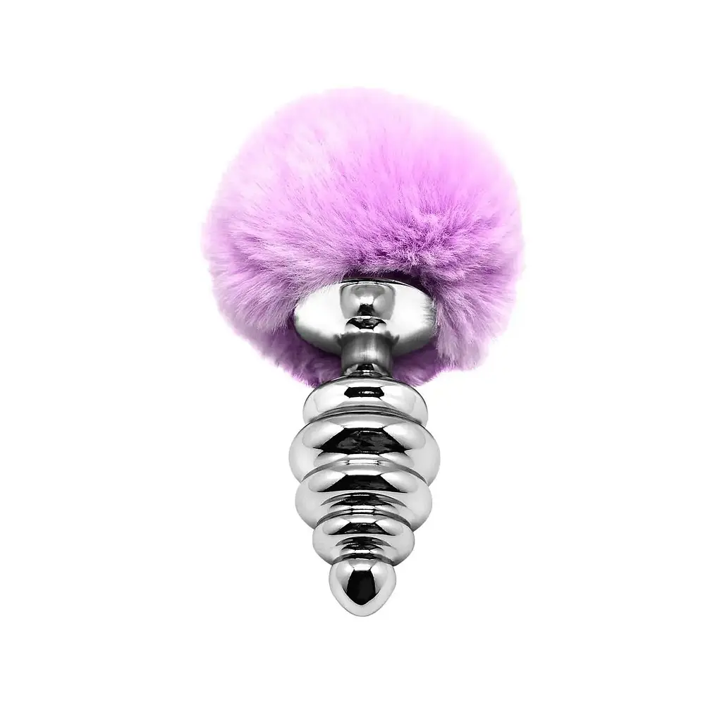 Анальна пробка з хвостом Alive Fluffly Twist Plug L, 9х4 см, фіолетова