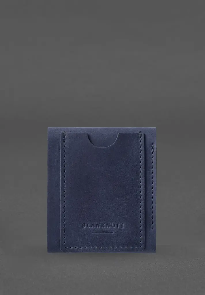 Кожаный кард-кейс (портмоне) 11.0 синий Crazy Horse - фото 5