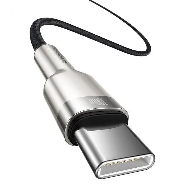 Кабель Baseus Cafule Metal Type-C to Type-C 100W 2 м чорний (CATJK-D01) - фото 4