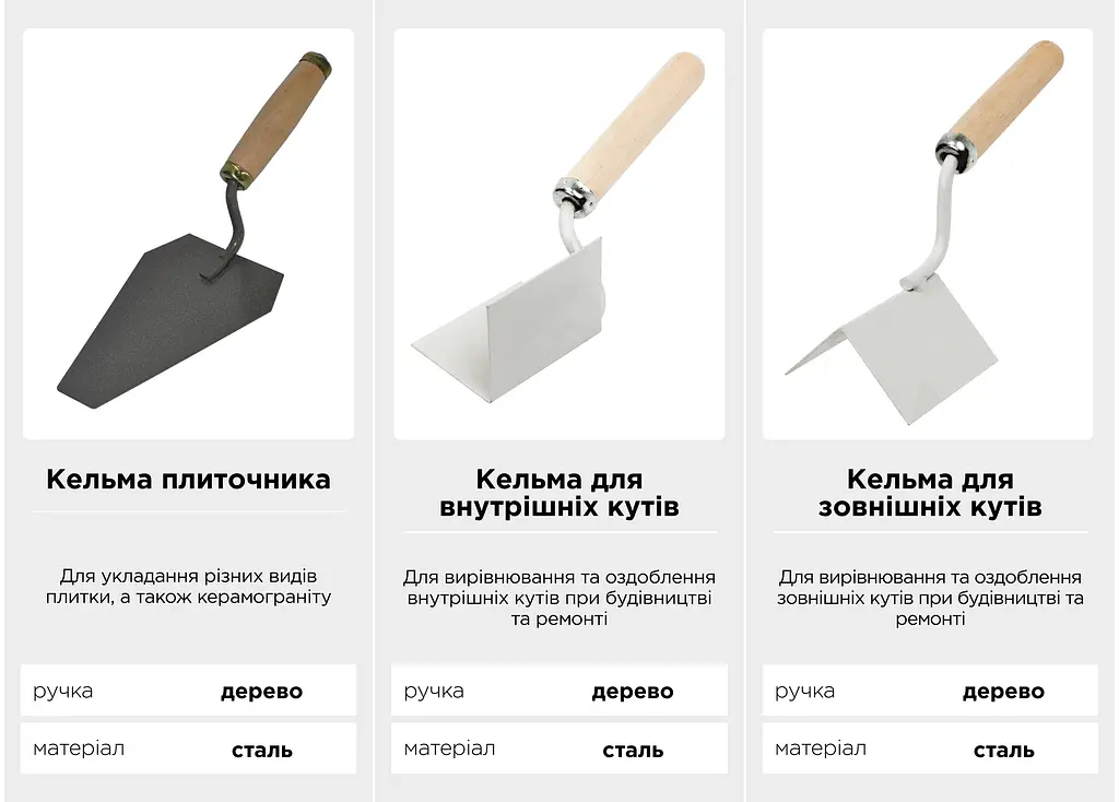 Кельма пічника Polax будівельна ударна, металева з дерев'яною ручкою (100-023) - фото 3