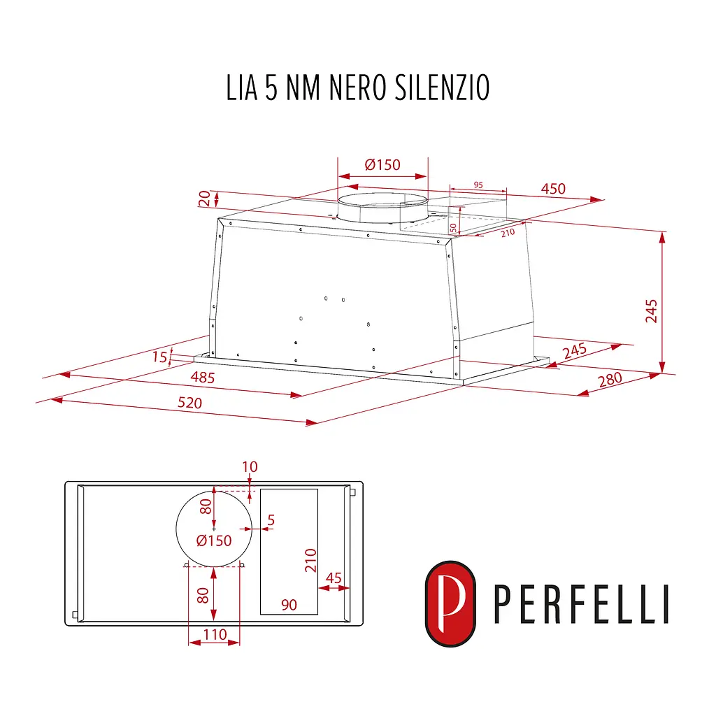 Витяжка повновбудована PERFELLI LIA 5 NM NERO SILENZIO - фото 10