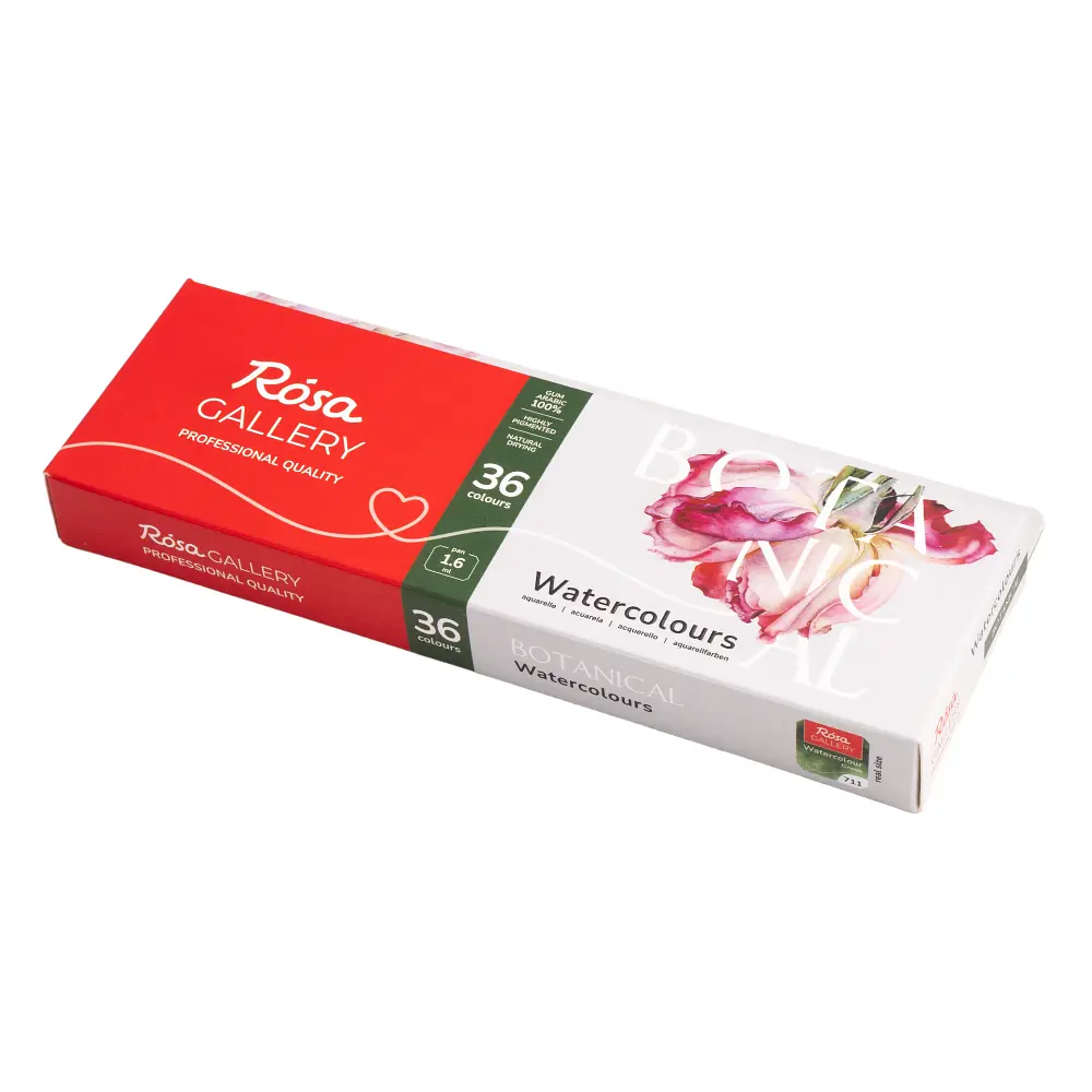 Набір акварельних фарб Botanical, 36х1,6 мл, Червоний металевий пенал ROSA Gallery (4823098548102) - фото 2