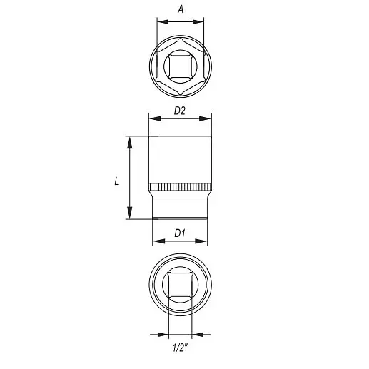 Головка торцевая 6-гранная Yato квадрат 1/2" М=27 мм L=42 мм (YT-1218) - фото 2