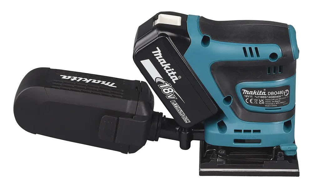 Шліфмашина вібраційна акумуляторна Makita DBO480Z (112x102 мм, 11000-14000 хв-1, BL, LXT, без акумуляторів та зарядного пристрою) - фото 5